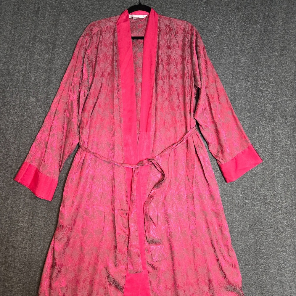 Victoria's Secret Women's Floral Hot Pink‎ Satin Tie Belt Robe Size M/L Sexy